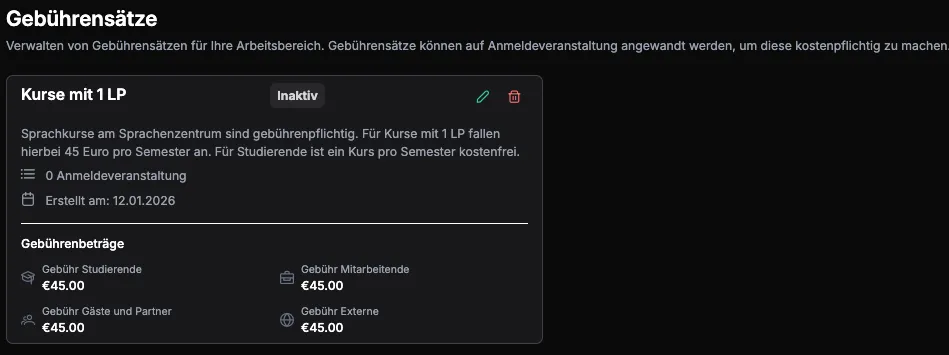 Beispiel Gebührensatz