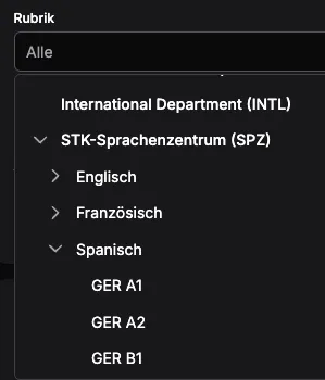 Rubrikauswahl im Angebot